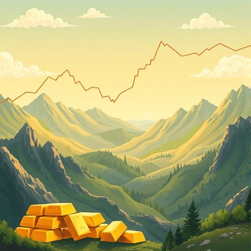 金融市場景觀插圖，強調黃金投資的亮點