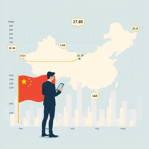 國際投資者正在分析中國市場數據，研究投資趨勢。