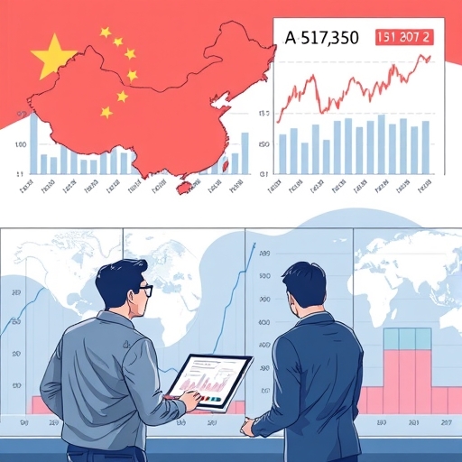 中國 A50 指數的金融圖表表示，顯示市場趨勢及數據分析。