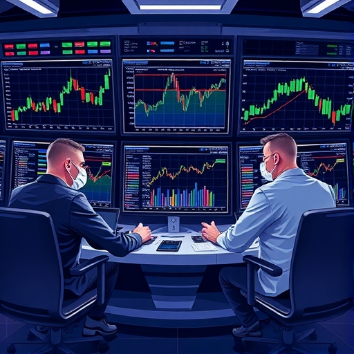 交易者們正在分析螢幕上的圖表