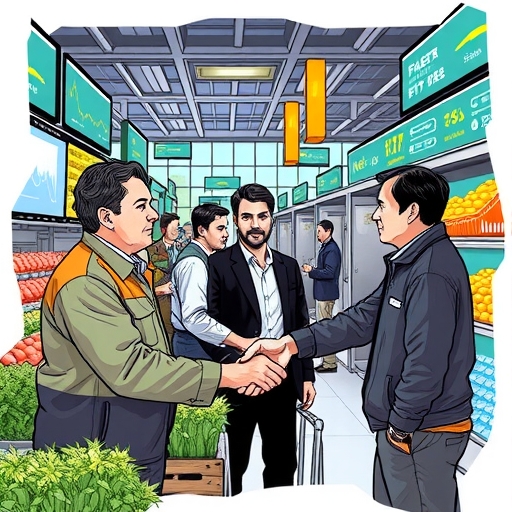 活躍的市場交易場景，商人們正在參與期貨合約的交易。