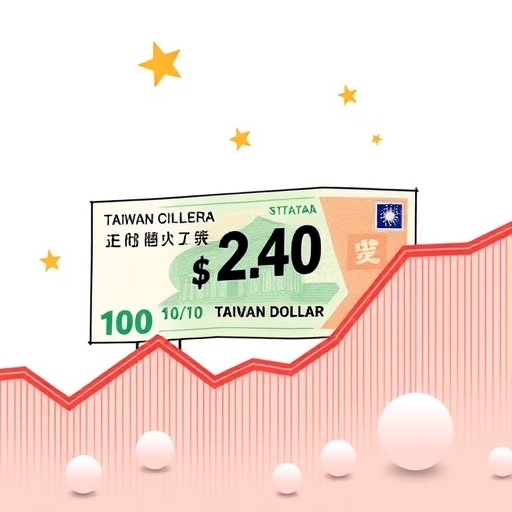 一張插圖顯示天平上多種國際貨幣（美元、歐元、日圓），其中新台幣的權重增加，象徵其相對走強。