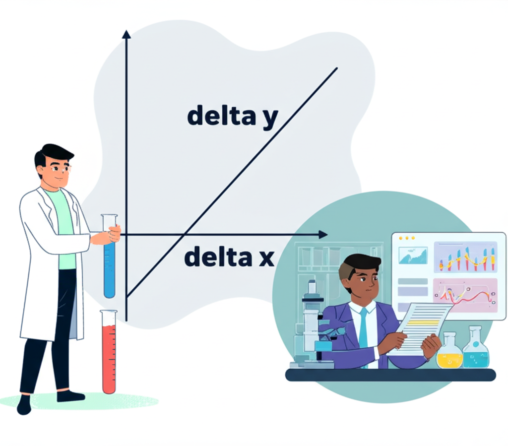 座標平面上的斜率定義，包含 Δy 和 Δx，科學家與經濟學家分析圖表