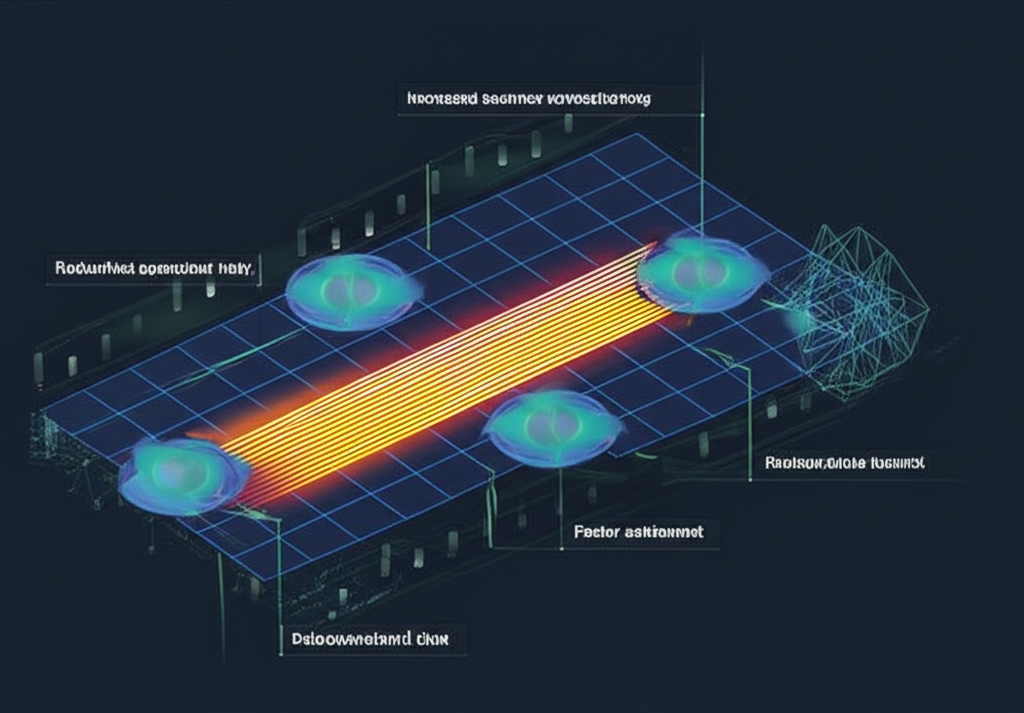 直通式處理帶來效率提升、風險降低與快速結算的插圖,展現互聯系統與標準化資料的順暢運作
