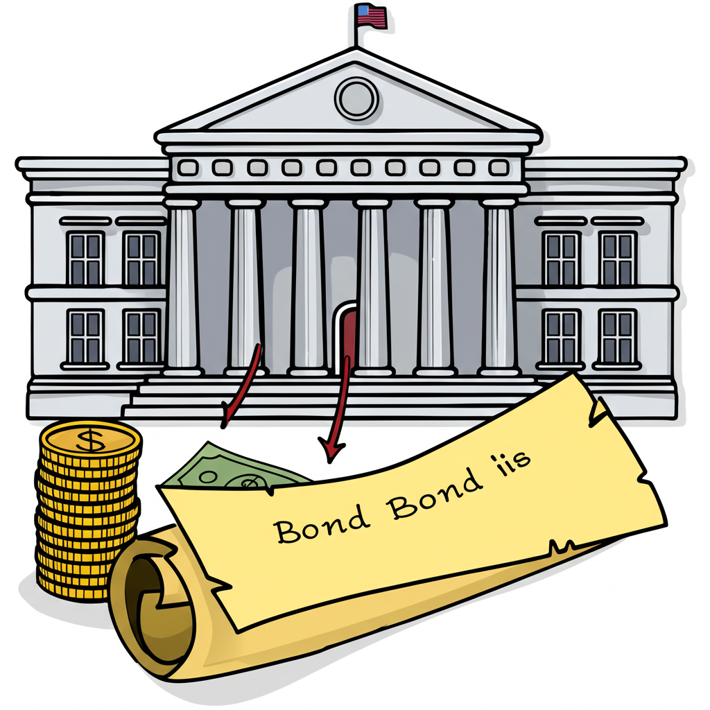 美國財政部大樓與債券資金流向插圖