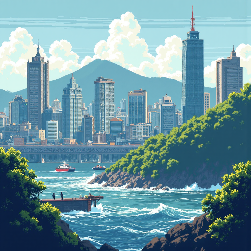 台灣經濟景觀受動盪能源浪潮考驗，激發創新與堅固防禦機制的象徵插圖