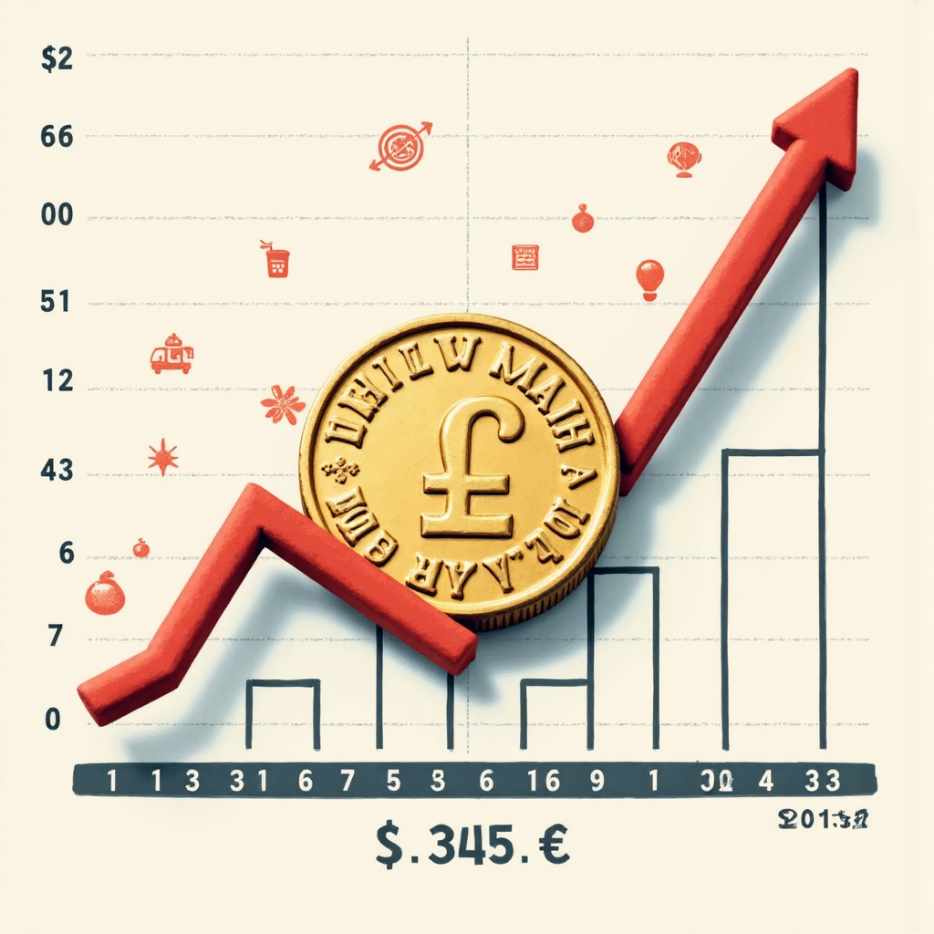 瑞士法郎幣圖像，疊加十年匯率走勢圖與全球經濟圖標