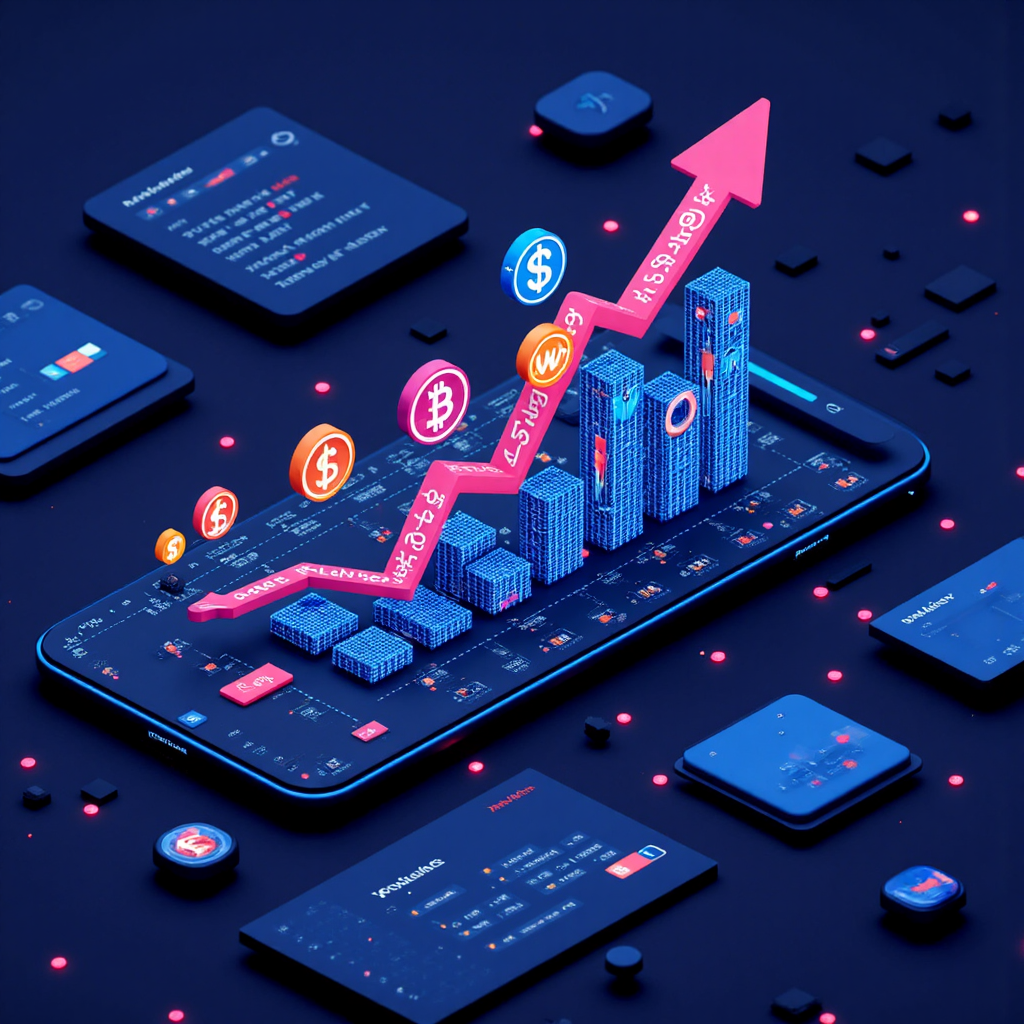 貨幣符號轉化為上漲箭頭代表技術分析的獲利潛力