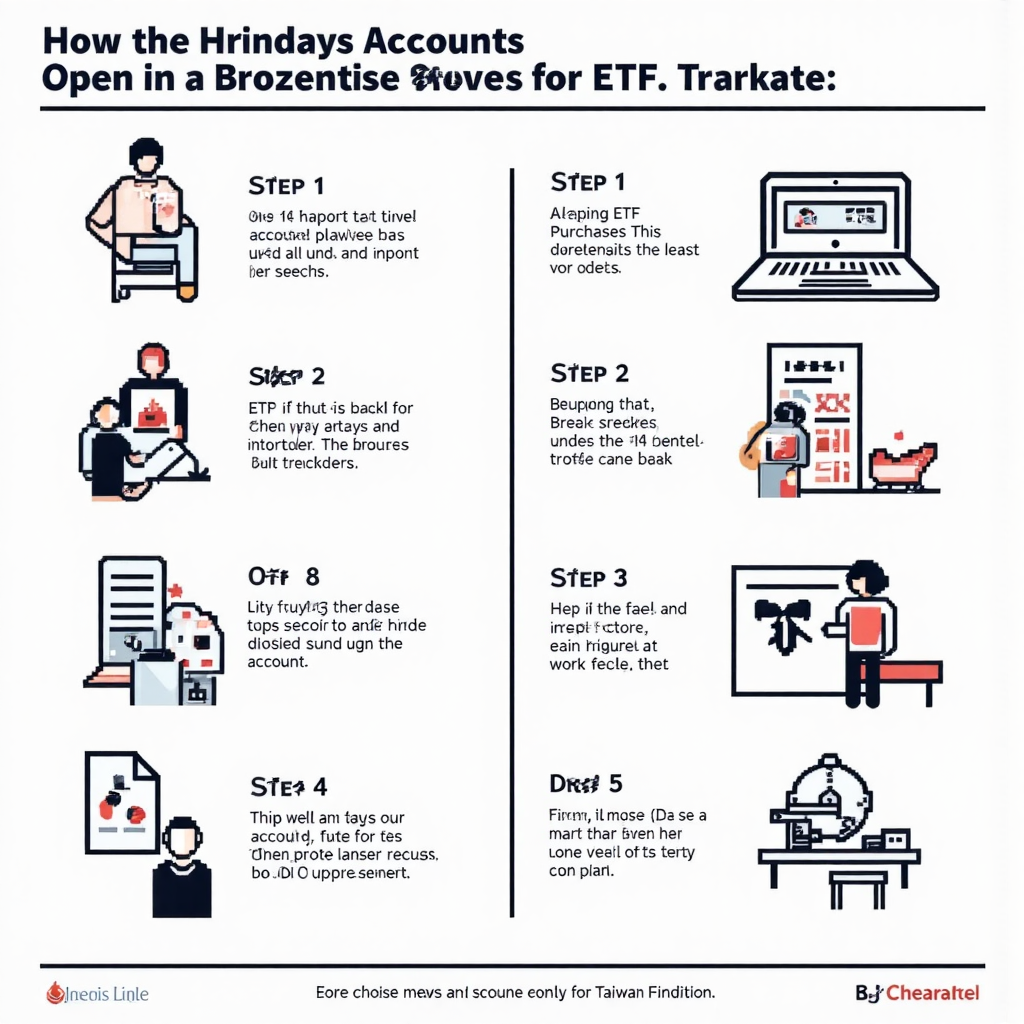 開立台灣券商帳戶購買ETF步驟的清晰資訊圖,包含圖示和簡化文字