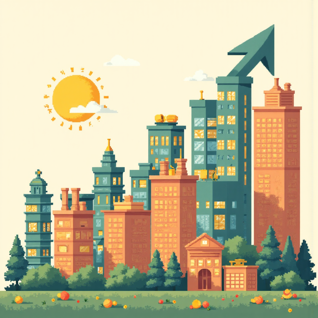 金融成長場景插圖，多樣投資資產如股票<a href=